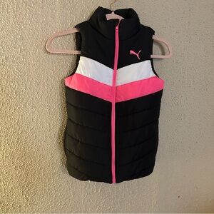 Puma Puffer Vest Girls Size S 7/8 Full Zip Winter Layering Y2K School